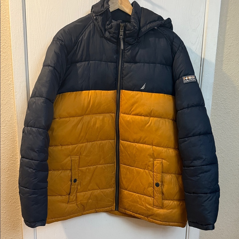Nautica Dark Blue and Mustard Quilted Jacket